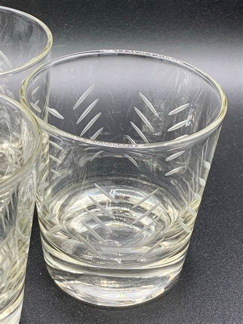 Vintage Cut Crystal Whiskey Glasses Old Fashioned Bamboo Etsy