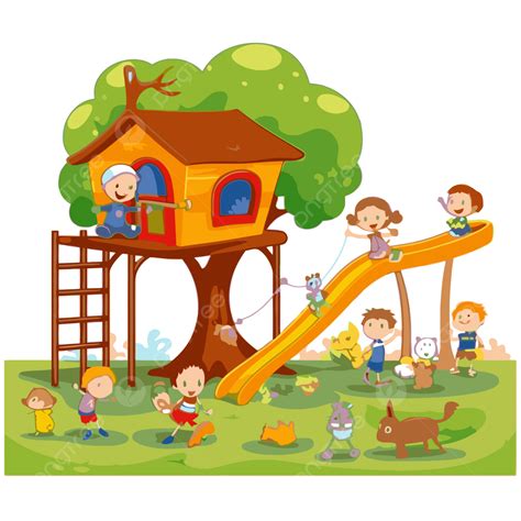 Bermain Di Luar Clipart Anak Anak Bermain Dengan Mainan Di Taman