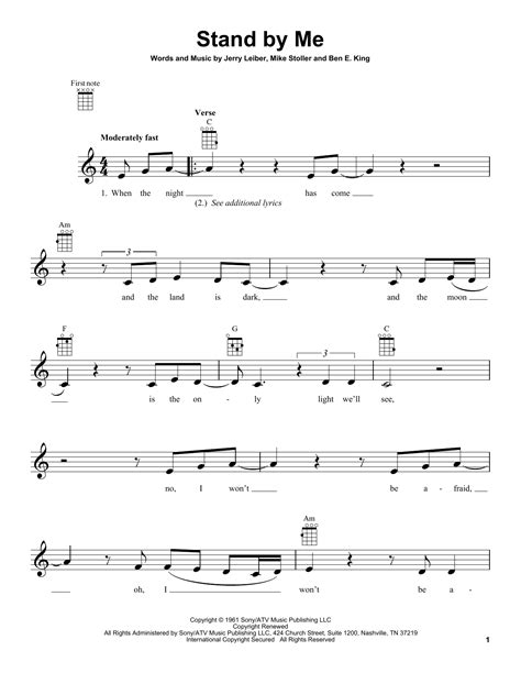 Stand By Me By Ben E King Sheet Music For Ukulele At Sheet Music Direct