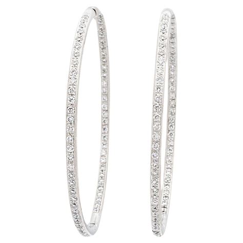 18k White Gold Diamond Inside Out Hoop Earrings For Sale At 1stdibs