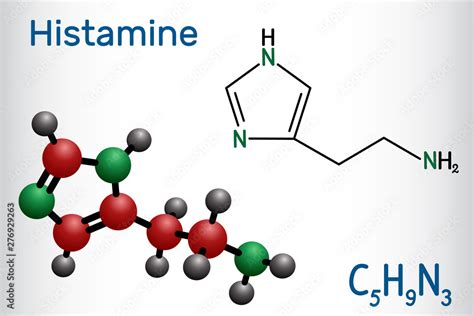 Histamine Molecule It Is Amine Nitrogenous Compound Stimulant Of