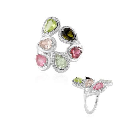 Multicolor Madagaskar Turmalin Sterling Ring Ct