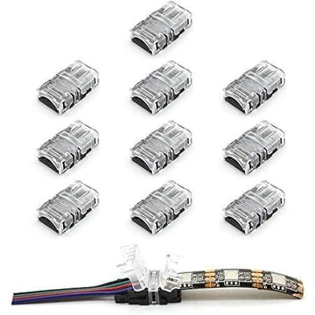 Lot X10 Connecteur Ruban LED Pour Strip RGB 5050 4 PINS 10mm Sans