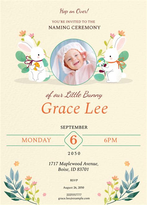 Free Naming Ceremony Invitation Templates Examples Edit Online