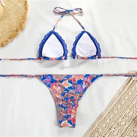 Hot Sexy New Custom Printed Sexy Knitted String Brazilian Thong Bikinis Beachwear Alibaba