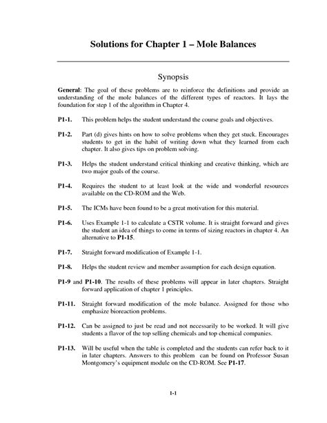 SOLUTION Solution Manual Elements Of Chemical Reaction Engineering 4th