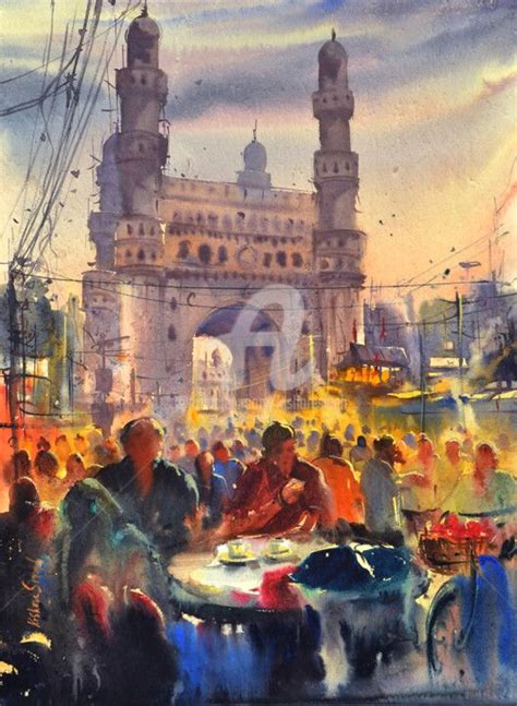 Nimra Irani Chai01 Charminarhyderahad Painting By Kishore Singh