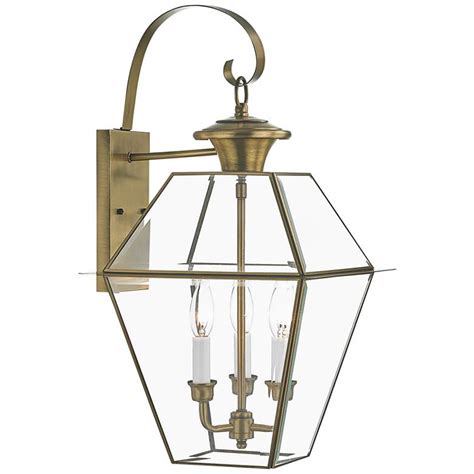 3 Light Antique Brass Outdoor Wall Lantern 668n3 Lamps Plus