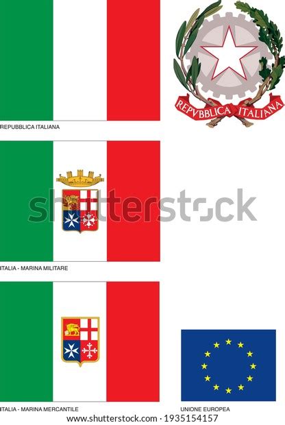 Italian Various Flags Symbols Vector Illustration Stock Vector Royalty