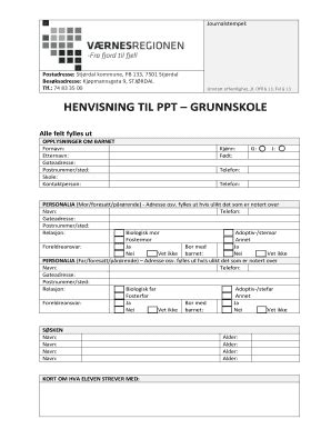 Fillable Online HENVISNING TIL PPT GRUNNSKOLE Stj Rdal Kommune Fax