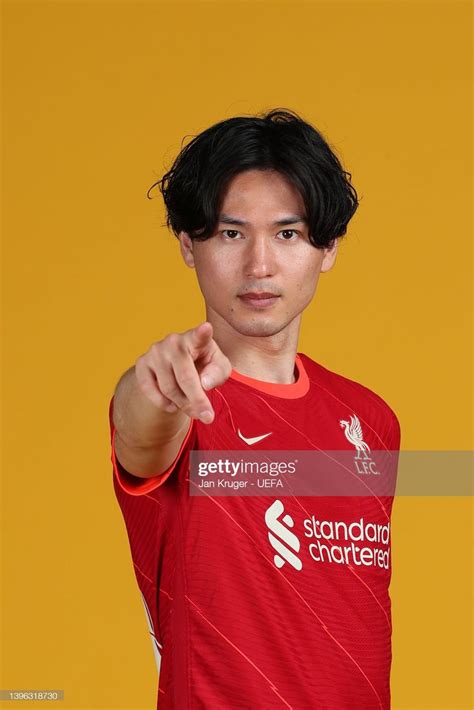 Takumi Minamino Of Liverpool Poses During The UEFA Champions League