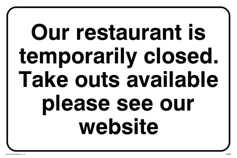 Our restaurant is temporarily closed. from Safety Sign Supplies