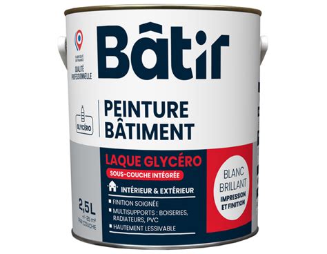 Peinture laque glycero multisupports 2 5 L Blanc brillant Brico Dépôt