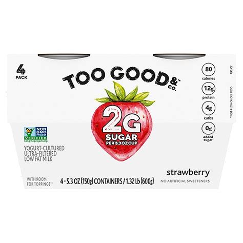 Two Good Strawberry Flavored Greek Lowfat Yogurt 5 3 Oz 4 Count