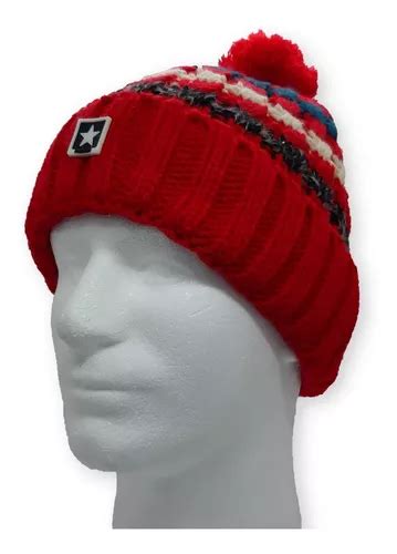 Gorro Invierno Lana Tejido Con Corderito Rayado De Adulto