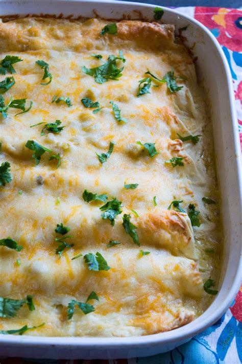 Creamy White Chicken Enchiladas Rotisserie Chicken Enchiladas Salsa Verde Chicken Enchiladas