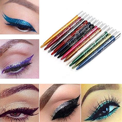 12pcs Lip Liner Pencil Mosunx Eyebrow Glitter Shadow Lip Eyeliner Pencil Cosmetic Makeup Set