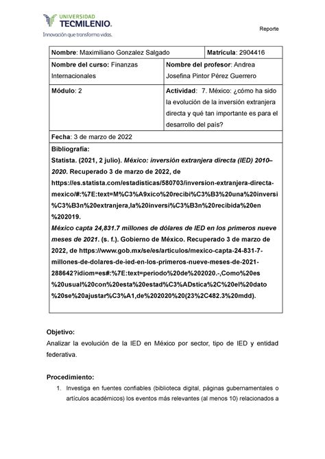 Actividad 7 Reporte Nombre Maximiliano Gonzalez Salgado Matrícula