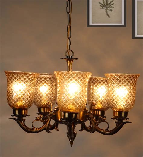 Buy Marsden Antique Brass Glass Shaded Chandelier At Off By