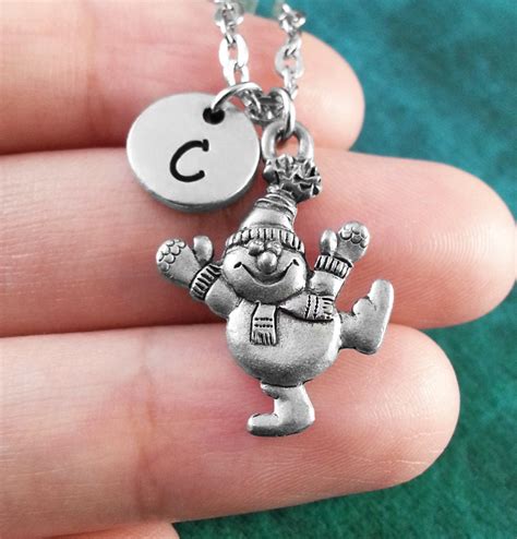 Christmas Jewelry Snowman Necklace Personalized Christmas - Etsy