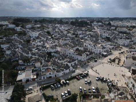 Aerial View Of Alberobello City Of Trulli In Itria Valley Puglia