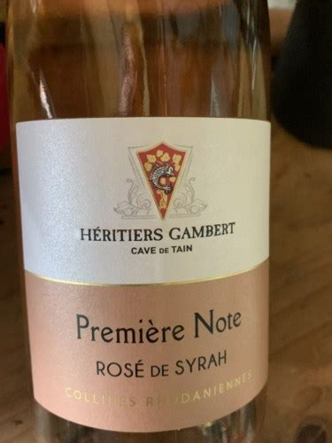 Cave de Tain Heritiers Gambert Première Note Rosé de Syrah Vivino US