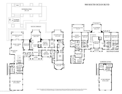 11 392 Square Foot Florida Mansion Floor Plan For All Levels Address