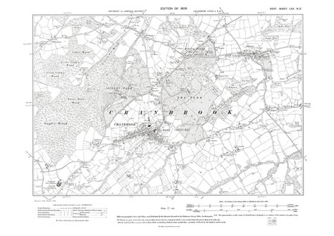 Cranbrook Sissinghurst Old Map Kent 1909 70ne Old Map Downloads