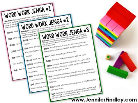 Word Work Activities With Jenga Free Printables Teaching With