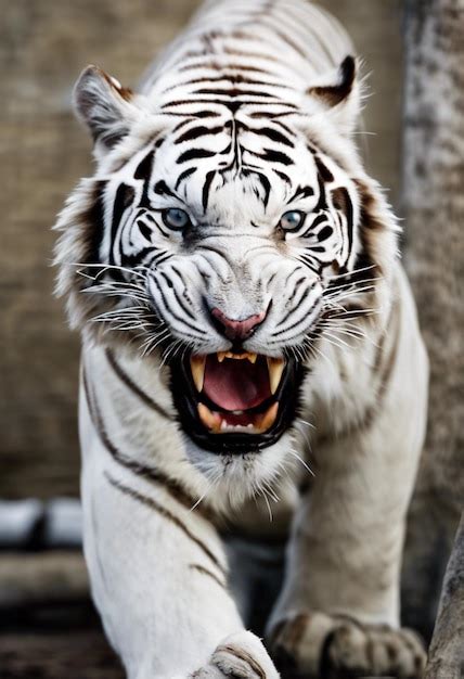 Premium AI Image | white tiger roaring