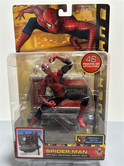 Super Poseable Spider Man Movie Tobey Maguire Toybiz Marvel Wall