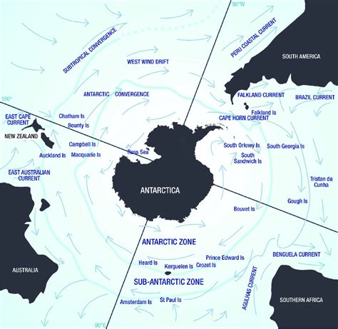 Map Of The Southern Ocean Showing Major Landmasses And Remote Offshore