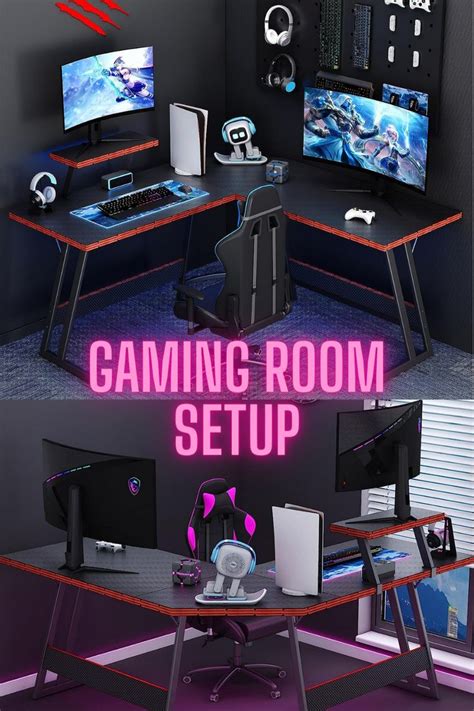 Lufeiya Black L Shaped Gaming Desk Inch Computer Corner Desks