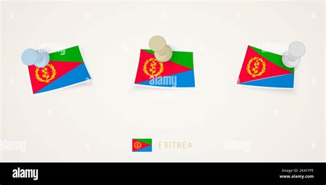 Pinned Flag Of Eritrea In Different Shapes With Twisted Corners Vector