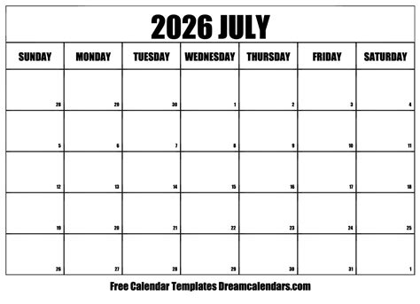 Navigating The Landscape Of July 2026: A Free Printable Calendar For ...