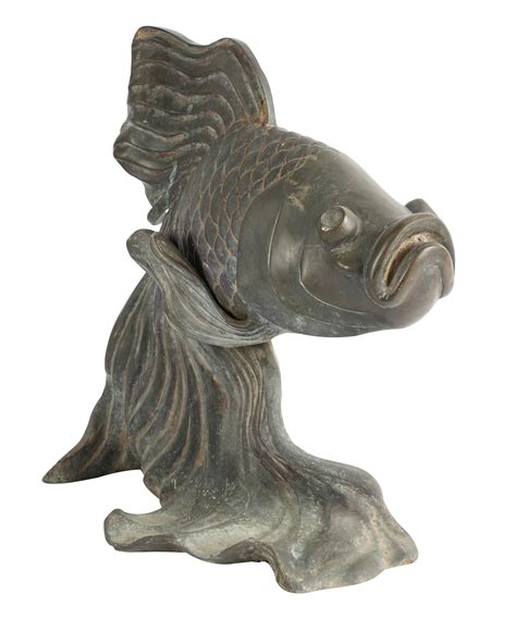 Lot Bronze Koi Fish Figure