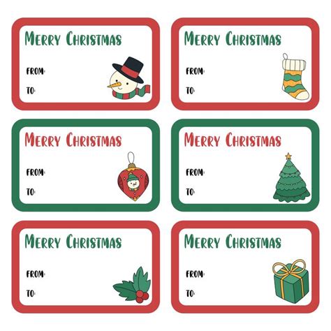 Four Christmas T Tags With The Words Merry Christmas And Presents In