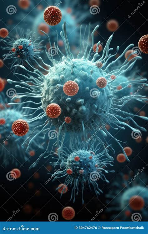 A Cancer Cell Is Surrounded By Multiple Healthy Cells Stock Photo