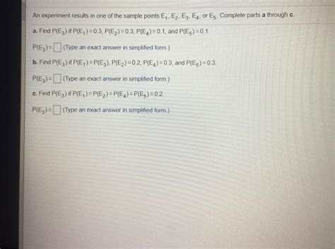 Solved An Experiment Results In One Of The Sample Points E Chegg