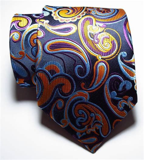 New Classic Paisley Black Blue Gold Purple Jacquard Woven Silk Men S