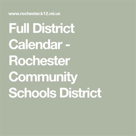 Full District Calendar - Rochester Community Schools District | Student ...