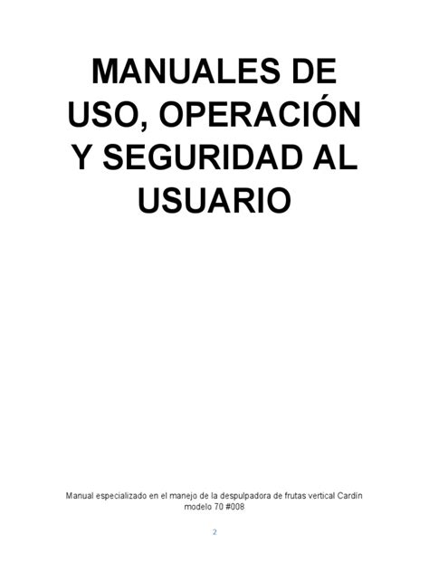 Manuales De Operacion Uso Y Seguridad Mttn Pdf