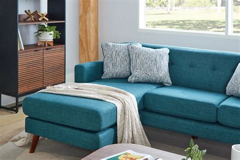 Raya Dark Teal Fabric Chaise Sectional