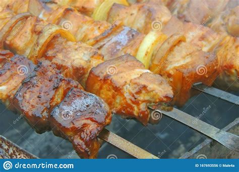 Grilled Pork Barbecue Stock Photo Image Of Fillet Background 167693556