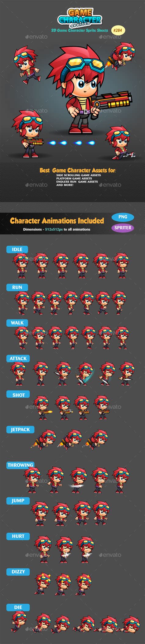 2d Game Character Sprites 284 Game Assets Graphicriver