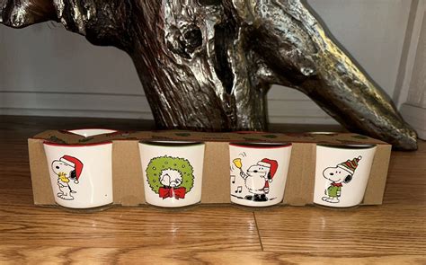 Set 4 Christmas Rae Dunn Peanuts Snoopy 3x35” Ramekin Set Double Sided