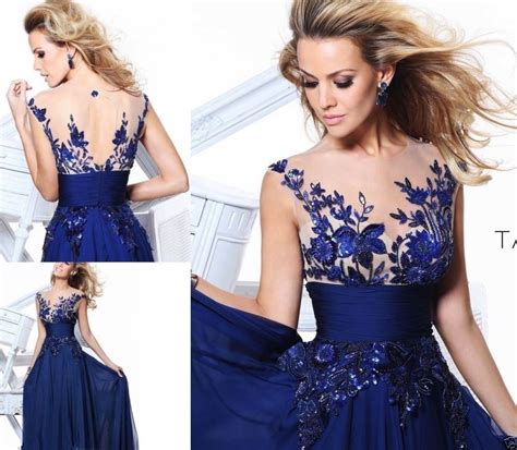 Blue Dress Long Wedding Applique Evening Prom Dresses Gown Cocktail