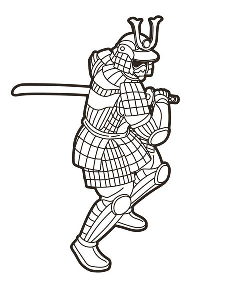 Samurai Warrior With Sword Ready To Fight Action 3093925 Vector Art At