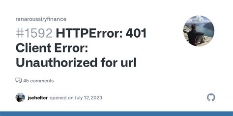 HTTPError 401 Client Error Unauthorized For Issue 1592