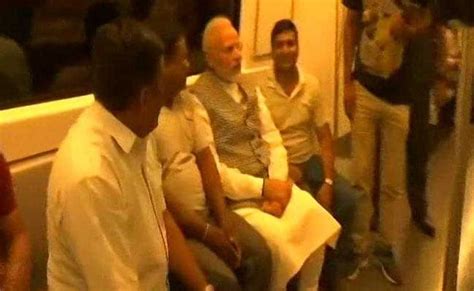 Prime Minister Narendra Modi Takes Delhi Metro During Rush Hour Surprised Riders Get Selfies